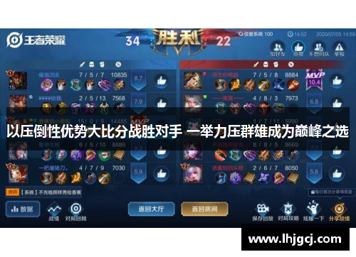 以压倒性优势大比分战胜对手 一举力压群雄成为巅峰之选