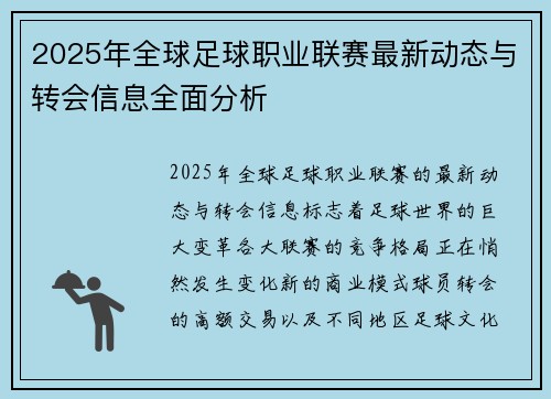 2025年全球足球职业联赛最新动态与转会信息全面分析
